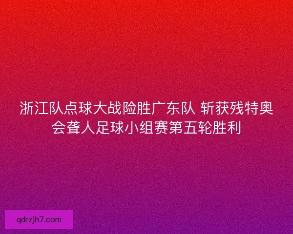 浙江队点球大战险胜广东队 斩获残特奥会聋人足球小组赛第五轮胜利