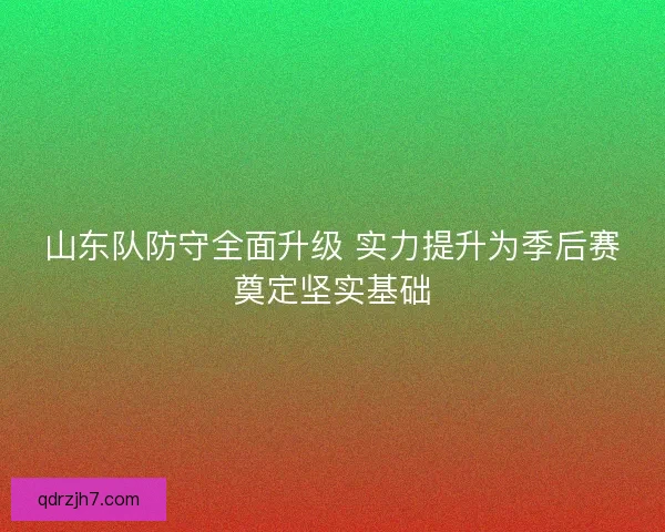 山东队防守全面升级 实力提升为季后赛奠定坚实基础