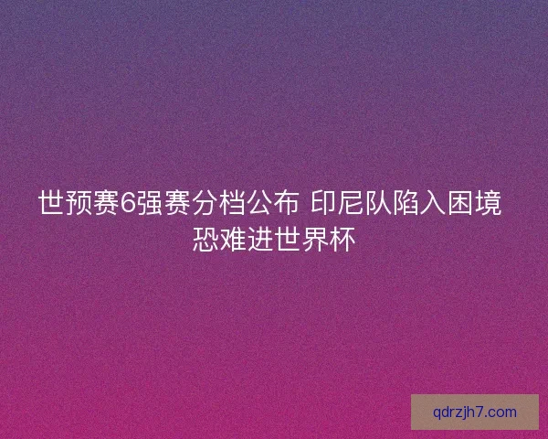 世预赛6强赛分档公布 印尼队陷入困境 恐难进世界杯 世预赛6强赛分档公布 印尼队陷入困境 恐难进世界杯